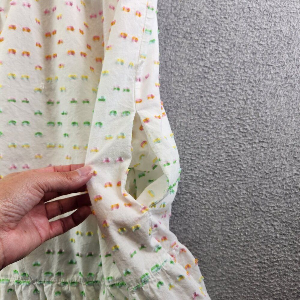 Draper James Dress Womens XS White Clip Dot Flowy Tiered Boho Cottage Prairie - Picture 7 of 16